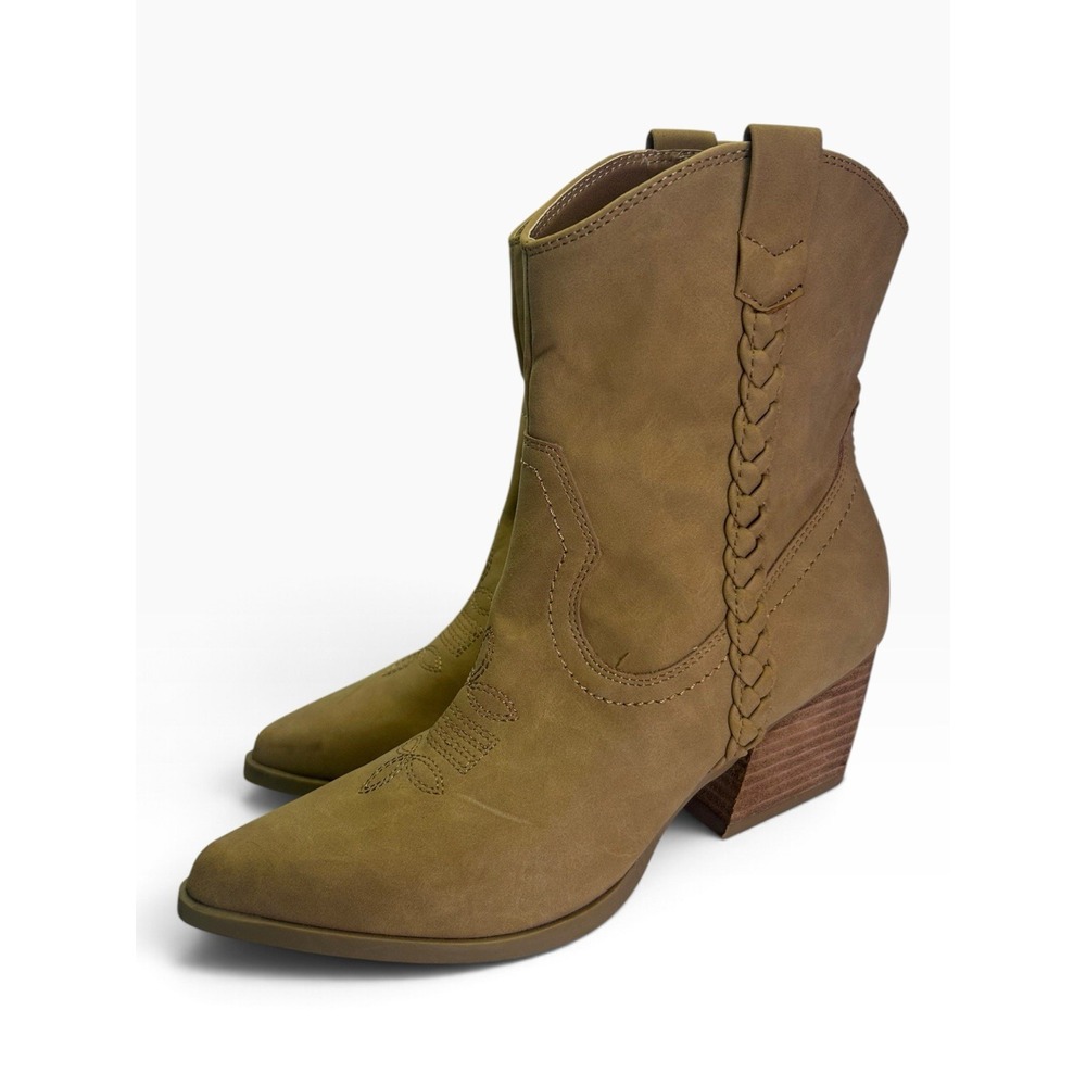 DV by Dolce Vita Koolson Western Boots Tan Suede Ankle Booties Size 6.5
